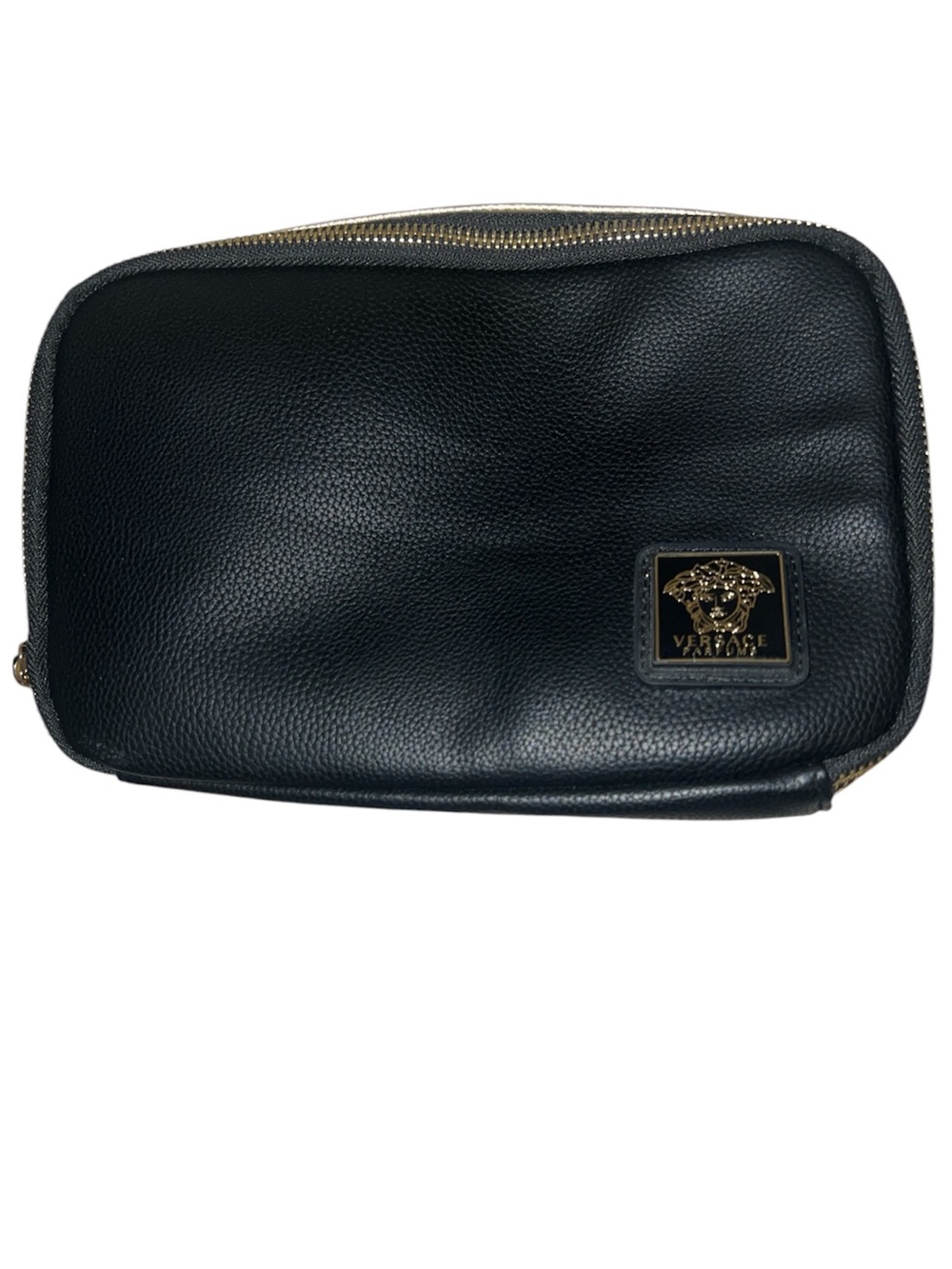 Versace Black Parfums Toiletry Pouch with Gold Medusa Plaque